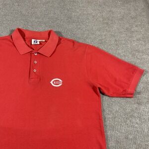 Vintage‎ Logo 7 Cincinatti Reds Polo Shirt Mens XL Red Short Sleeve Made In USA